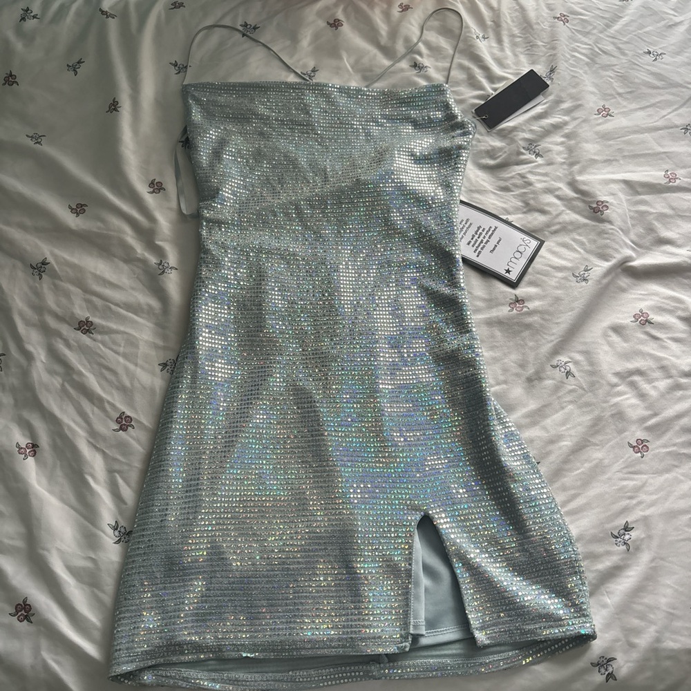 Macy's Shimmering Silver Mini Dress